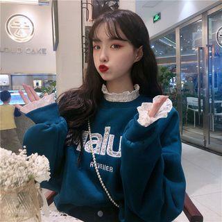 Lace-trim Embroidered Loose-fit Pullover