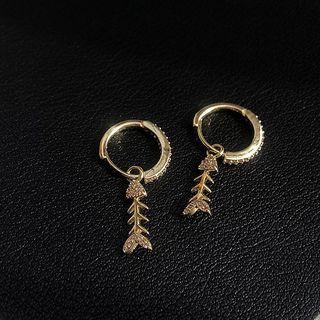 Fishbone Huggie Earring 1 Pair - As Shown In Figure - One Size