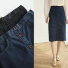 Band-waist Stitched H-line Skirt