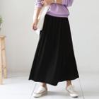 Band-waist Maxi Flared Skirt