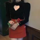 Heart Cutout Blouse / Mini Skirt