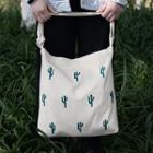 Cactus Print Canvas Shoulder Bag