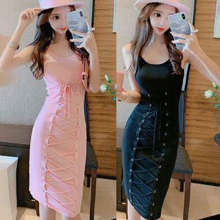 Lace Up Spaghetti Strap Sheath Dress