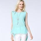 Fringed Dip-back Knit Vest