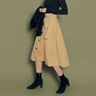 Buttoned Flared Trench Skirt
