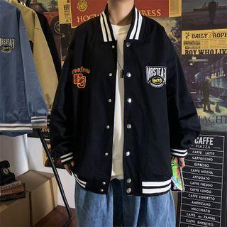 Long-sleeve Badge Baseball Jacket