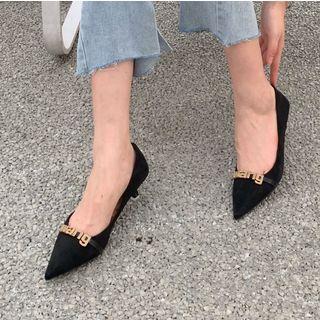 Rhinestone Letter Kitten Heel Pumps