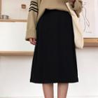 High-waist Plain Midi Skirt