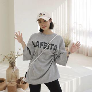 Letter Paisley-printed Napped T-shirt