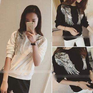 Sequined Wing Pullover