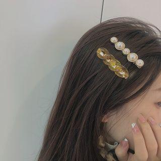 Set: Faux Pearl Hair Clip + Chain Hair Clip