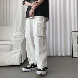 Pocket Detail Cropped Wide-leg Pants