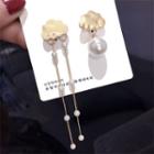 Non-matching Faux Pearl Cloud Fringed Earring Khaki - One Size