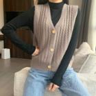 Single-breasted Cable Knit Vest