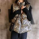 Leopard Print Padded Vest As Shown In Figure - One Size