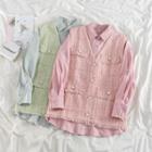 Long-sleeve Shirt / Frayed Button Vest