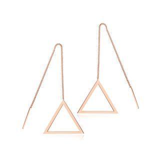 Simple And Fashion Plated Rose Gold 316l Stainless Steel Geometric Hollow Triangle Tassel Earrings Rose Gold - One Size