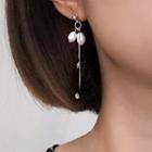 Non-matching Faux Pearl Rhinestone Moon & Star Earring White Silver - One Size