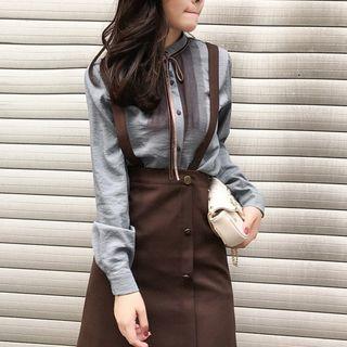 Long Sleeve Lace-up Chiffon Shirt