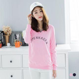 V-neck Letter Pinted Tee