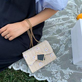 Mini Woven Flap Crossbody Bag