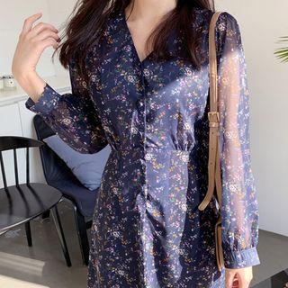 Floral Midi Chiffon Shirtdress