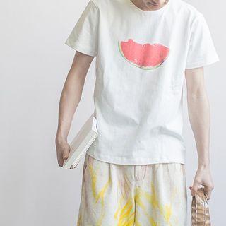 Watermelon Print Short-sleeve Top