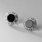 Agate Sterling Silver Earring 1 Pair - S925 Silver - Black - One Size