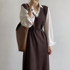 V-neck Knit Midi Overall Dress