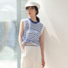 Striped Sleeveless Top Stripes - Blue - One Size