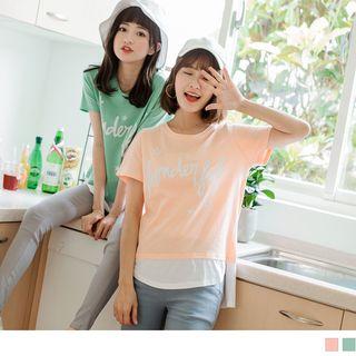 Mock Two Piece Letter Print T-shirt