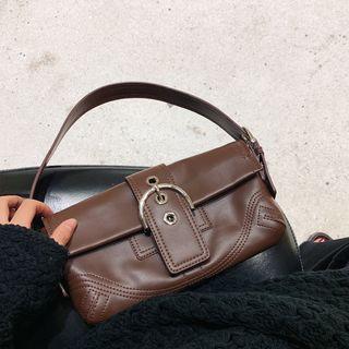 Retro Faux Leather Stitched Satchel
