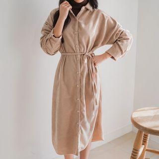 Corduroy Shirtdress With Sash