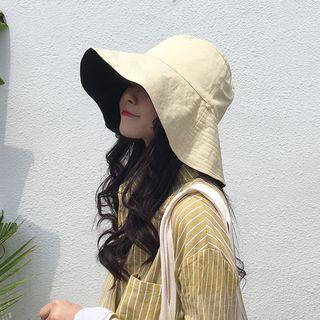 Reversible Plain Bucket Hat Beige - One Size