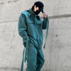 Set: Zip-up Hooded Jacket + Cargo Wide-leg Pants
