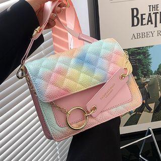 Gradient Quilted Faux Leather Crossbody Bag