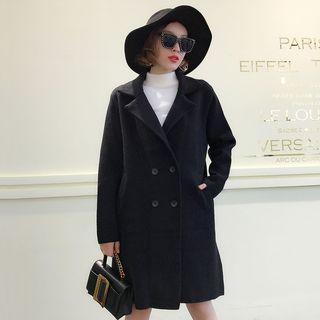 Double Breasted Long Knit Coat