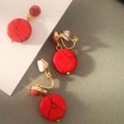 Marble Circle Ear Stud / Clip-on Earring