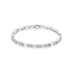 Simple And Fashionable Geometric Rectangular Bracelet With Cubic Zirconia Silver - One Size