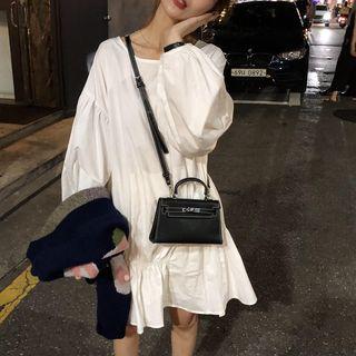 Ruffle Hem Long-sleeve Mini Dress