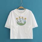 Round-neck Cow Print Short Sleeve T-shirt As Shown In Figure - One Size