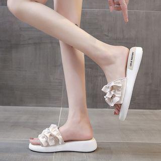 Platform Frill Trim Slide Sandals