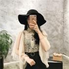 Mesh Sleeve Lace Blouse