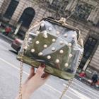 Studded Transparent Clipframe Shoulder Bag With Pouch