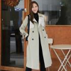 Check-panel Double-breasted Trench Coat With Sash