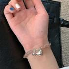 Heart Faux Crystal Alloy Bracelet Silver - One Size