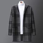 Plaid Hooded Open-front Cardigan