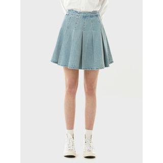 Boxy-pleat Denim Skirt