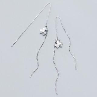 925 Sterling Silver Clover Fringed Earring 1 Pair - S925 Silver - One Size