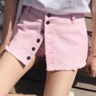 Buttoned A-line Denim Skort